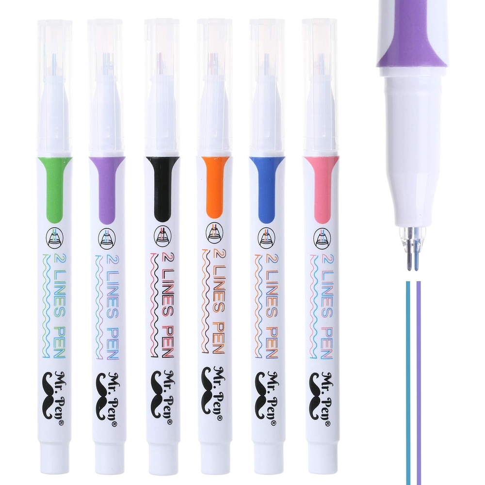image:imageMr Pen  Double Line Pens 6 Pack Assorted Colors Outline amp 3D Writing Pens for Art