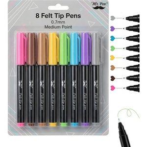 image:imageMr Pen Felt Tip Pens 8 Pack 07mm Assorted Colors Fast Dry  Fine Felt Tip Pens For Arts amp Crafts NoteTaking Journaling Writing School Supplies for Teachers amp StudentsRainbow Harmony
