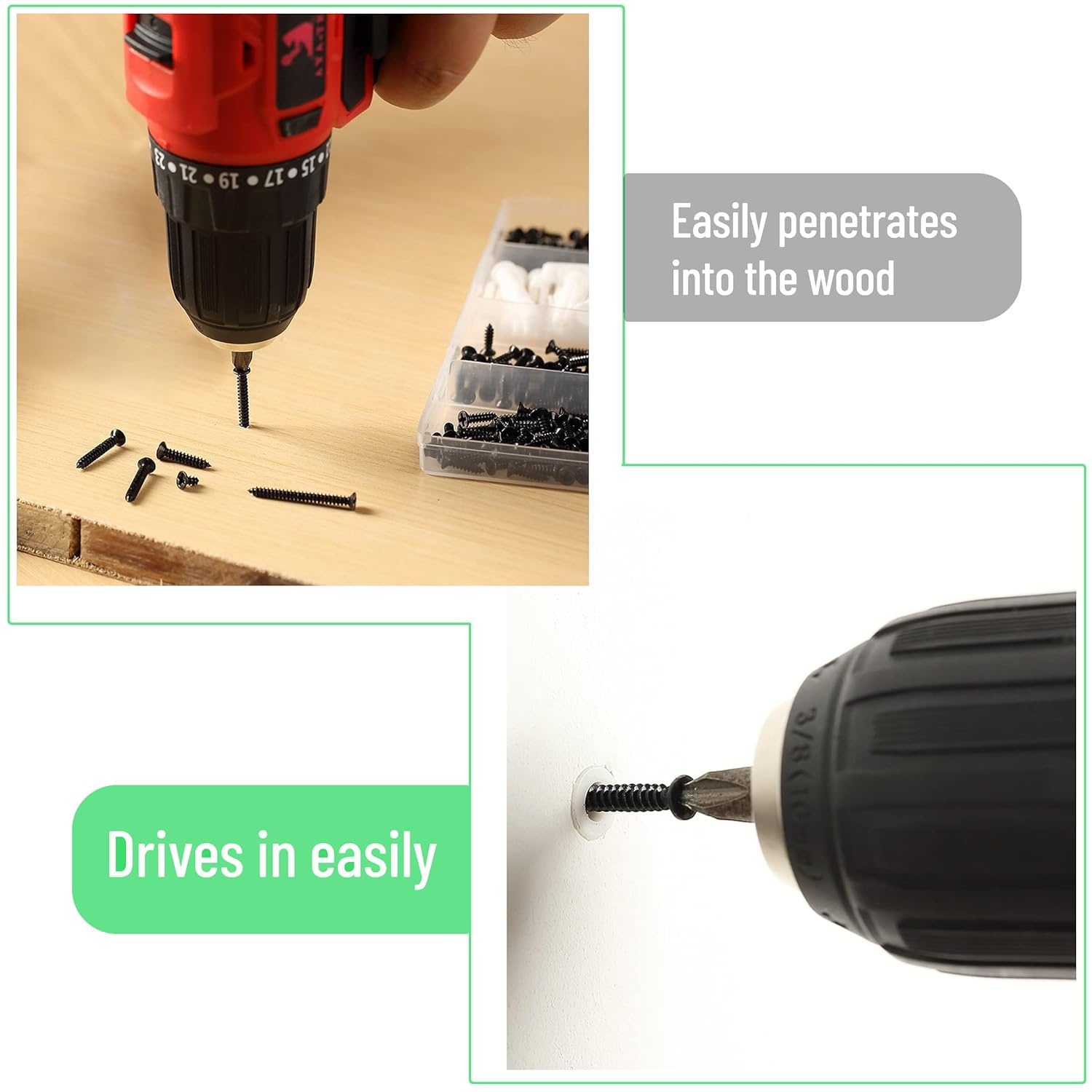 image:imageMr Pen Wood Screws Assortment Kit 400 pcs 20 M6 Screw Anchor  Black Wood Screws Phillips Tips Assorted Screws Screw Assortment Screw Set Assortment Screw Kit Flat Head Screws