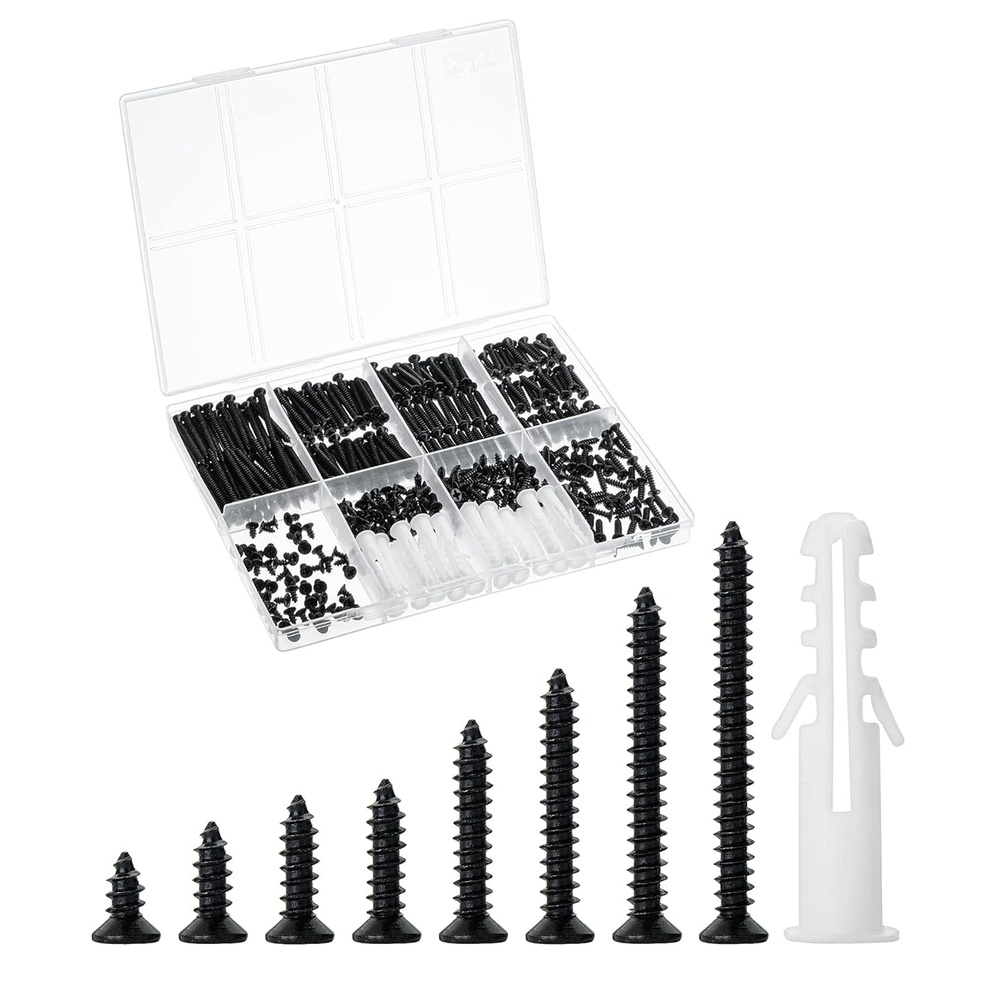 image:imageMr Pen Wood Screws Assortment Kit 400 pcs 20 M6 Screw Anchor  Black Wood Screws Phillips Tips Assorted Screws Screw Assortment Screw Set Assortment Screw Kit Flat Head Screws