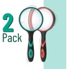image:imageMr Pen Magnifying Glass 2 Pack 5X Magnifier 75mm Glass Lens  Magnifier for Reading for Close Work NonSlip Handheld Reading Magnifier for Kids and Seniors Nature ExplorationRed  Green