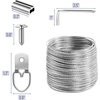 image:imageMr Pen Picture Hanging Kit 100 Feet Stainless Steel Braided Hanging Wire  20x D Ring Picture Hangers with Screws and 20x Aluminum Crimping Loop Sleeve for Canvas Paintings Photo Frames