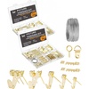 image:imageMr Pen Picture Hanging Kit 410 pcs Gold Assorted Hooks Nails  Sawtooth Hangers DRings Steel Wire Ring Hooks Home Wall Mount Hardware for Frames Canvas DcorGold