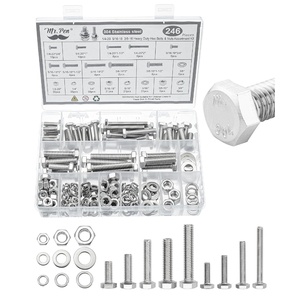 image:imageMr Pen Hex Head Nuts and Bolts Assortment Kit 246 pcs Stainless Steel  1420 51618 3816 Assorted Nuts and Bolts Heavy Duty Screw Assortment Kit with Clear Storage Box