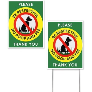 image:imageMr Pen No Dog Poop Signs for Yard 9 x 12 2 Pack  Please Be Respectful with one HStake Stand Waterproof Double Sided No Pooping Dog Signs for Yard