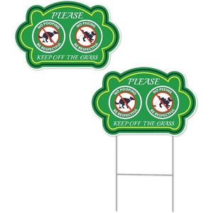 image:imageMr Pen No Peeing and No Pooping Dog Sign 2 Pack with 1 Metal Stake  DoubleSided Waterproof Please Be Respectful Keep Off Grass Signs Ideal for Lawns Gardens amp Backyards