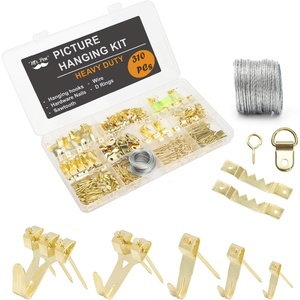 image:imageMr Pen Picture Hanging Kit 410 pcs Gold Assorted Hooks Nails  Sawtooth Hangers DRings Steel Wire Ring Hooks Home Wall Mount Hardware for Frames Canvas DcorGold