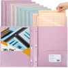 image:imageMr Pen Plastic Folders with Pockets and Prongs 5 Pack Letter Size  Flexible Plastic Folders with ProngsPastel Colors  Organizational Sheets