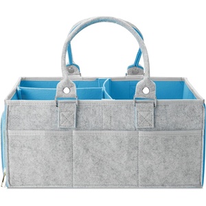 image:imageMr Pen Baby Diaper Caddy Organizer Gray Blue Inside  Nursery Storage Bin and Car Organizer for Diapers and Baby WipesBlue Inside