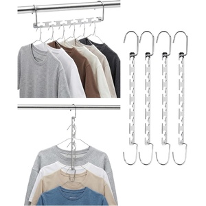 image:imageMr Pen Metal Space Saving Hangers for Clothes 4 Pack 6 Slots  360 Rotating Hooks Metal Hangers Wardrobe Organizer Magic Cascading Hanger Closet Space Saver