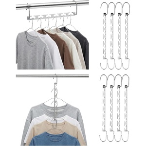 image:imageMr Pen Metal Space Saving Hangers for Clothes 8 Pack 6 Slots  360 Rotating Hooks Metal Hangers Wardrobe Organizer Magic Cascading Hanger Closet Space Saver