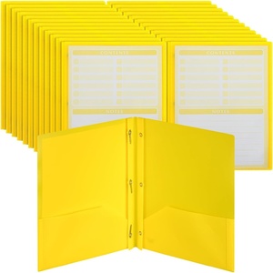 image:imageMr Pen Plastic Folders with Pockets and Prongs 5 Pack Letter Size  Flexible Plastic Folders with ProngsYellow  Organizational Sheets