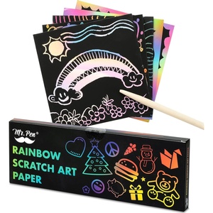 image:imageMr Pen Scratch Art for Kids with Wooden Stylus 125 pcs  Rainbow Scratch Paper Scratch Art PaperSmall