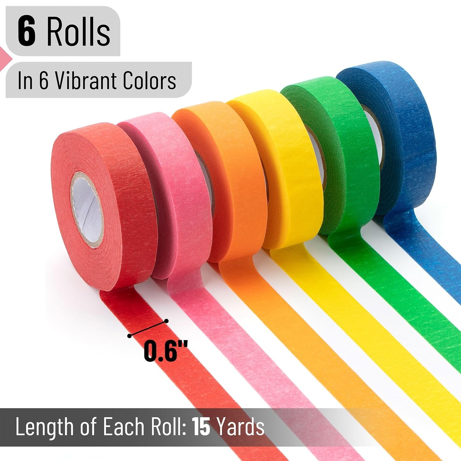 image:imageMr Pen Colored Masking Tape 2 x 16 Yards 5 Pack  Colored Painters amp Drafting Tape for Arts and Crafts Labeling Marking Journaling DIY Projects06 inch  12 Pack