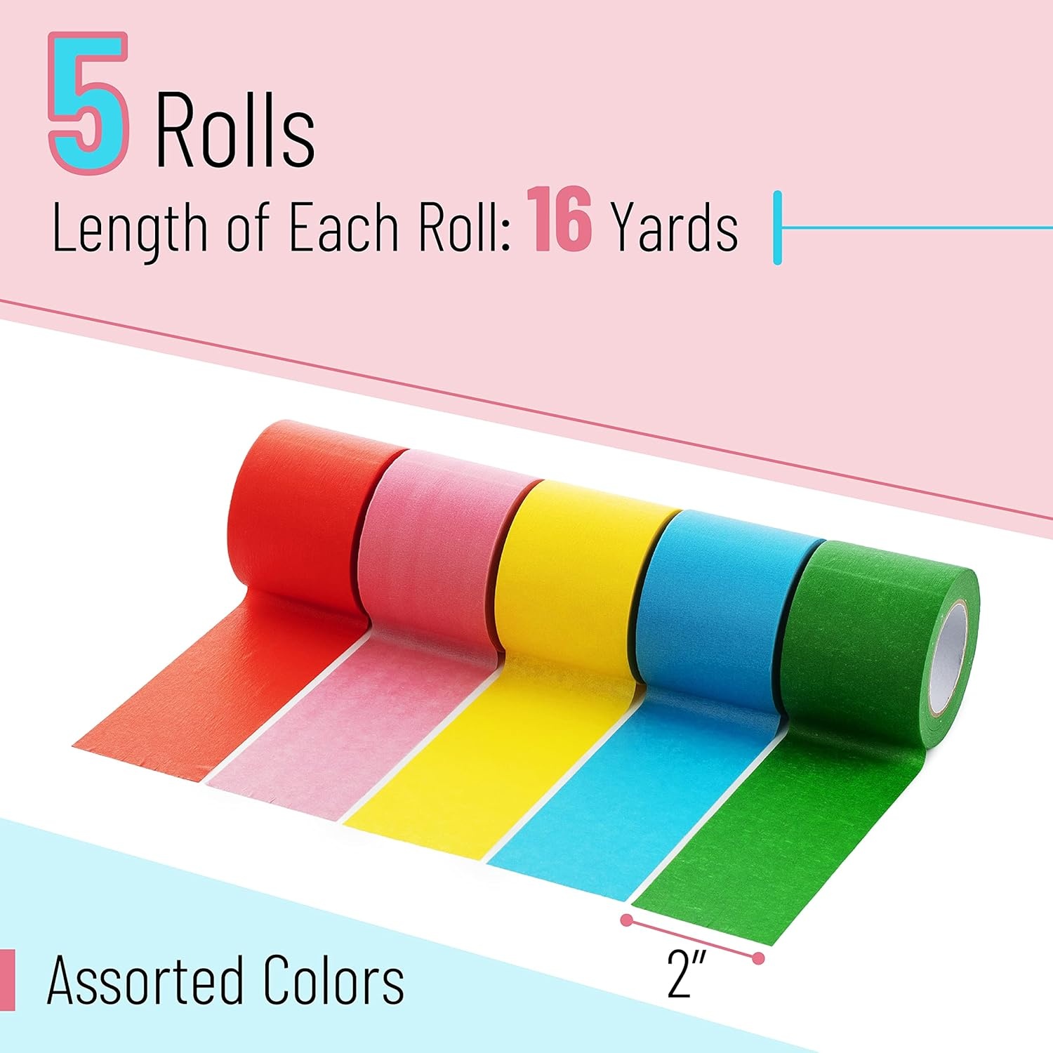 image:imageMr Pen Colored Masking Tape 2 x 16 Yards 5 Pack  Colored Painters amp Drafting Tape for Arts and Crafts Labeling Marking Journaling DIY Projects2 inch  5 Pack