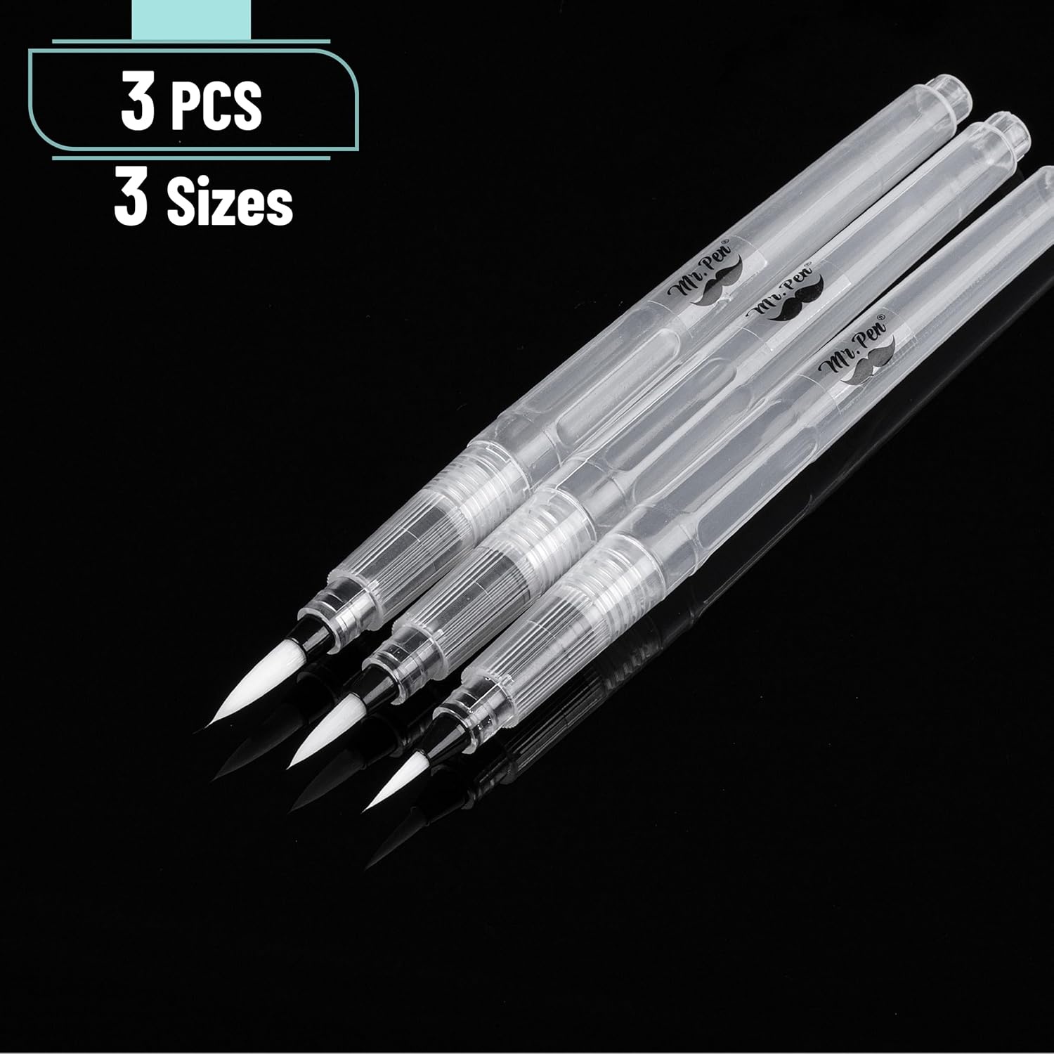 image:imageMr Pen Watercolor Brush Pens 3 pcs 3 x Point Tips Styles  Nylon Bristles Refillable Watercolor Pens for Acrylic Gouache Crayons Ideal for Artists Drawing Sketching