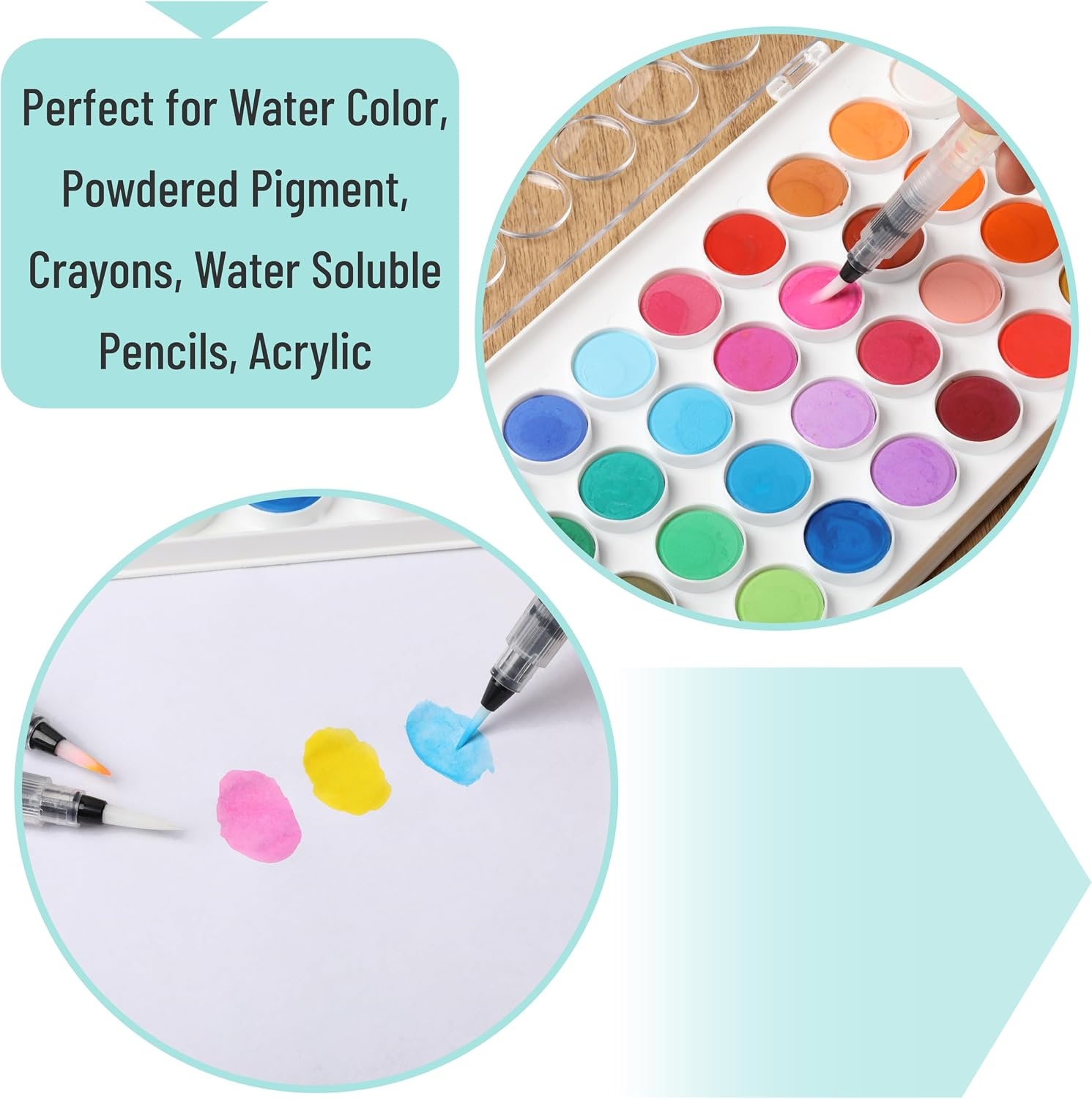 image:imageMr Pen Watercolor Brush Pens 3 pcs 3 x Point Tips Styles  Nylon Bristles Refillable Watercolor Pens for Acrylic Gouache Crayons Ideal for Artists Drawing Sketching