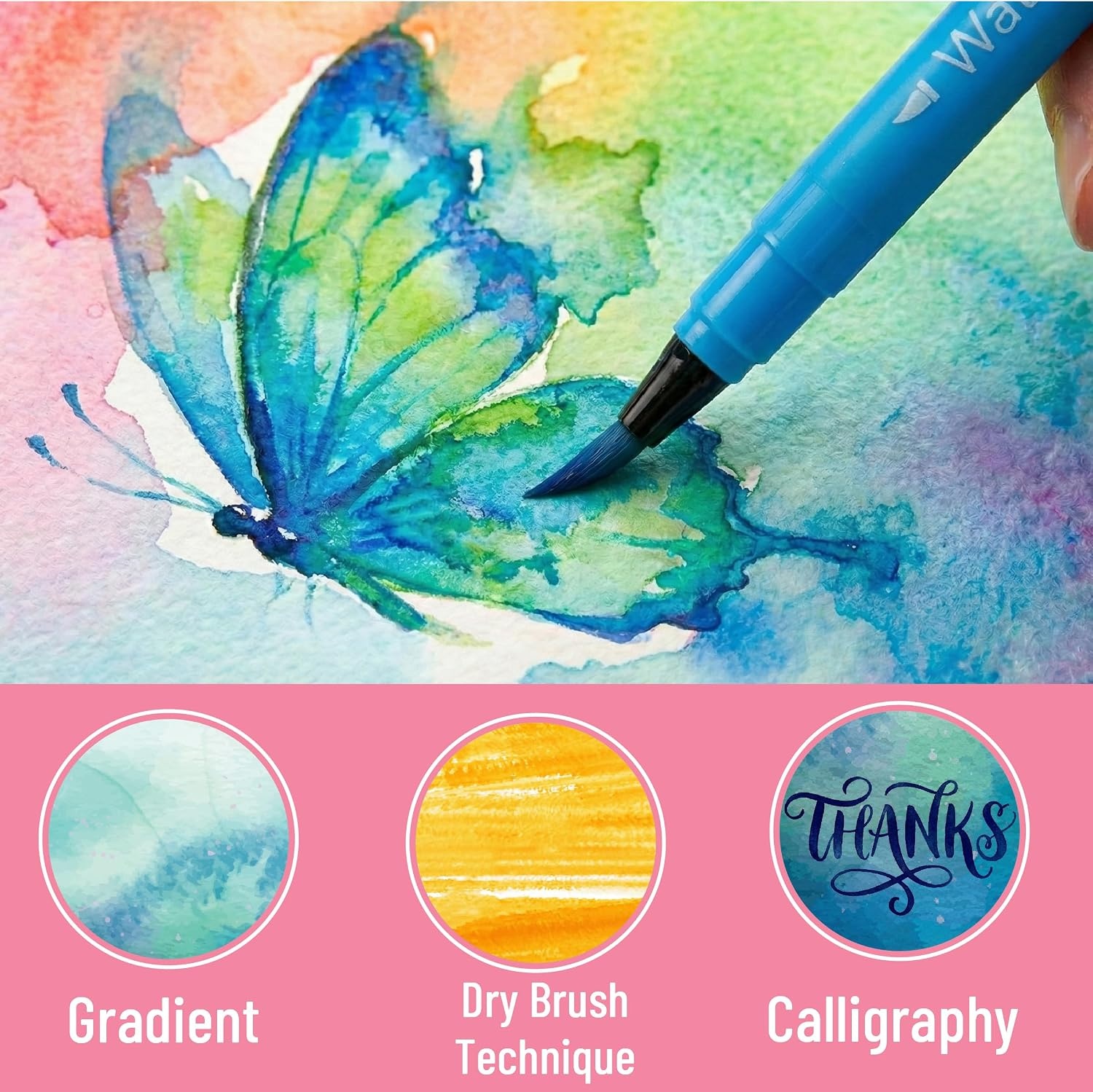 image:imageMr Pen Watercolor Brush Pens 36 Pack Blendable Art Markers  NonToxic Smooth Color Pens for Calligraphy Coloring Pros amp Beginners