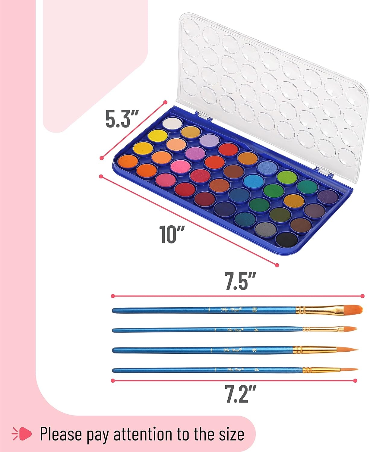 image:imageMr Pen Watercolor Paint Set 36 Colors  Watercolor Paints with 4 Brushes and Palette Watercolor Paint Portable Watercolor Set