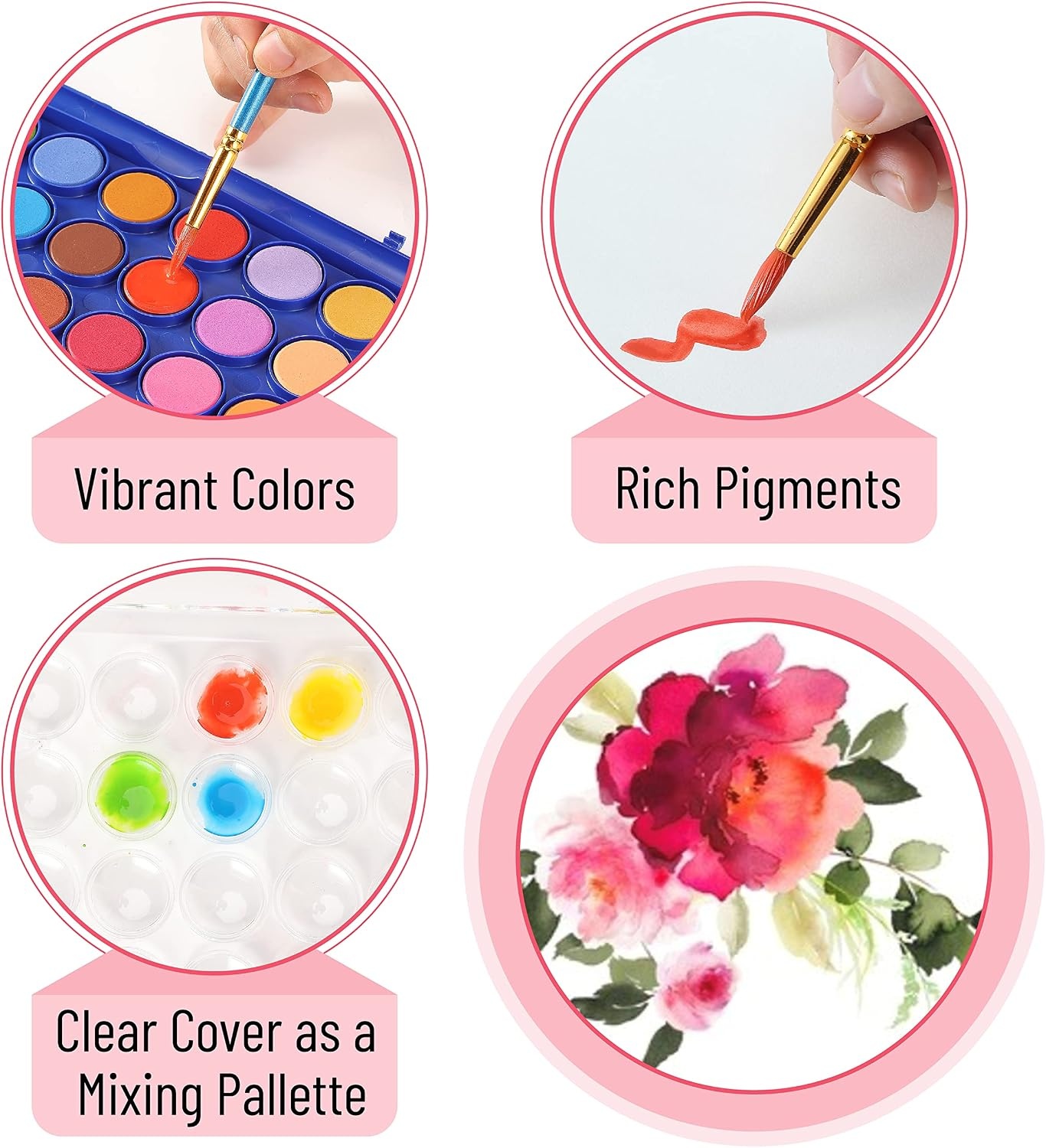 image:imageMr Pen Watercolor Paint Set 36 Colors  Watercolor Paints with 4 Brushes and Palette Watercolor Paint Portable Watercolor Set