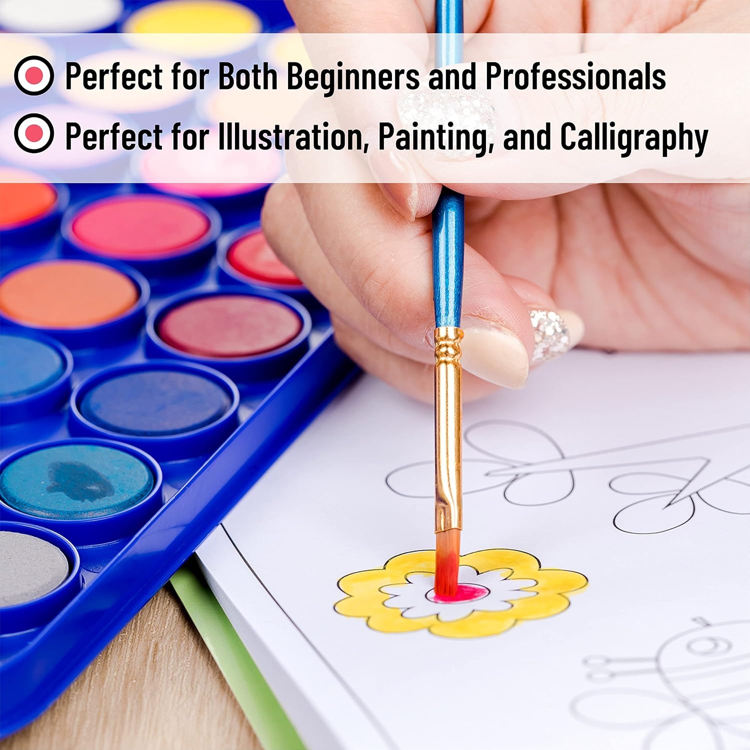 image:imageMr Pen Watercolor Paint Set 36 Colors  Watercolor Paints with 4 Brushes and Palette Watercolor Paint Portable Watercolor Set