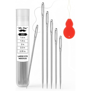 image:imageMr Pen Large Eye Needles for Hand Sewing 50 pcs 2  Large Eye Sewing Needles BulkSilver in Plastic Storage Tube