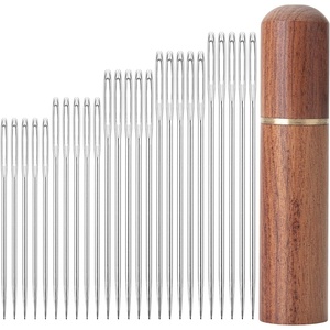 image:imageMr Pen Large Eye Needles for Hand Sewing 50 pcs 2  Large Eye Sewing Needles BulkSilver in Wooden Storage Tube