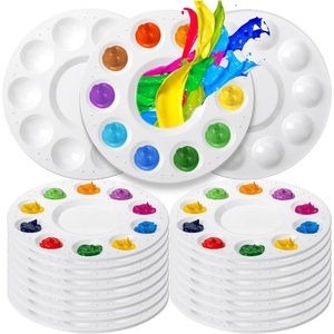 image:imageMr Pen Round Paint Tray Palettes 8 Pack  Plastic White Palettes for Students Kids Paint Holder DIY Craft Class Painting16 Pack