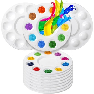image:imageMr Pen Round Paint Tray Palettes 8 Pack  Plastic White Palettes for Students Kids Paint Holder DIY Craft Class Painting8 Pack