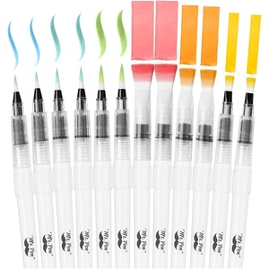 image:imageMr Pen Watercolor Brush Pens 12 pcs  6 x Point Tips and 6 x Flat Tips Styles Refillable Watercolor Pens for Acrylic Gouache Painting Crayons