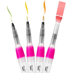 image:imageMr Pen Watercolor Brush Pens 4 pcs 3 x Point Tips and Flat Tips Styles  Large Nylon Bristles Refillable Watercolor Pens for Acrylic Gouache Crayons Ideal for Artists Drawing Sketching