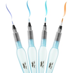 image:imageMr Pen Watercolor Brush Pens 4 pcs 4 x Point Tips Blue Set Large  Nylon Bristles Refillable Watercolor Pens for Acrylic Gouache Crayons Ideal for Artists Drawing Sketching