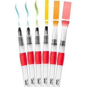 image:imageMr Pen Watercolor Brush Pens 6 pcs  3 x Point Tips and 3 x Flat Tips Styles Nylon Bristles Refillable Watercolor Pens for Acrylic Gouache Crayons