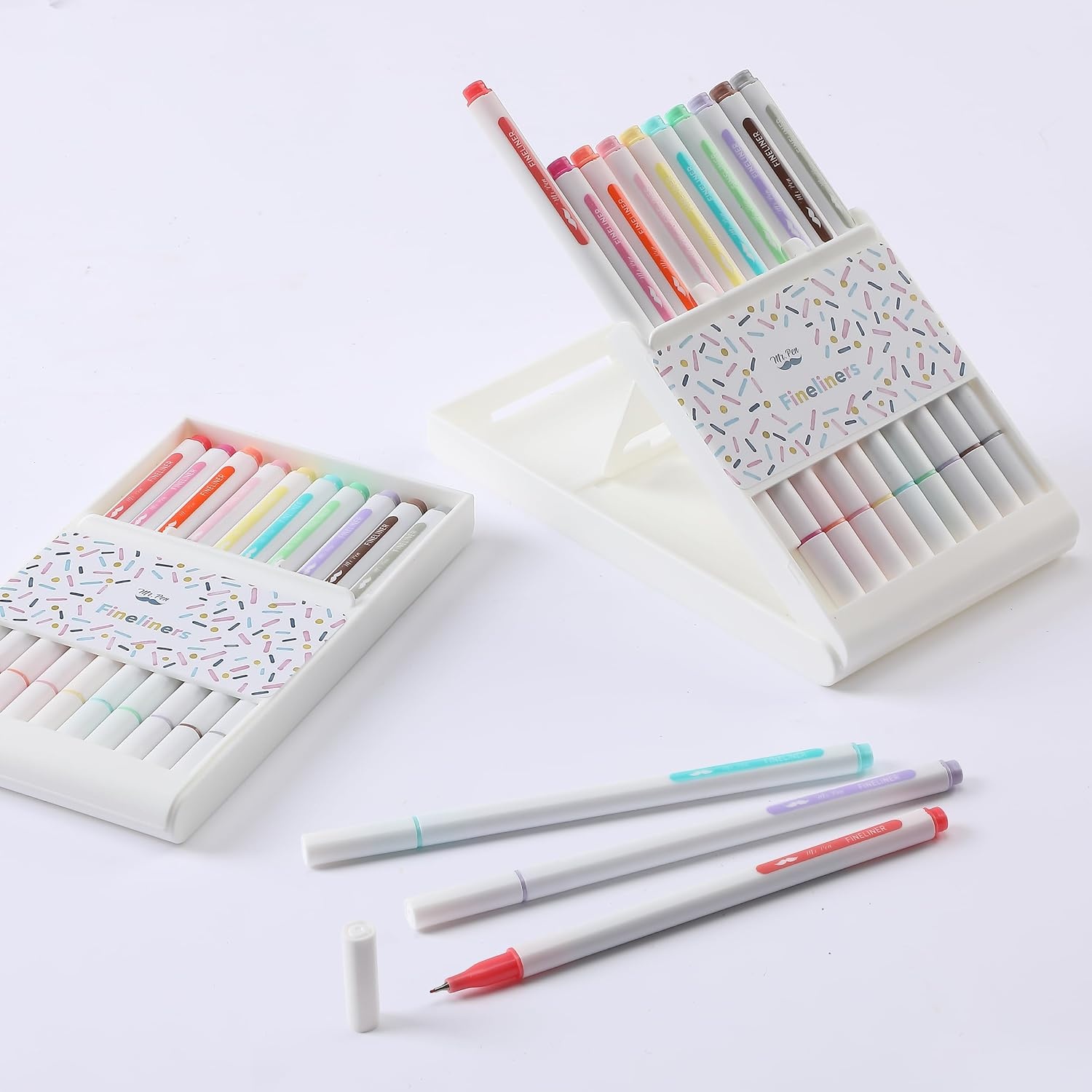 image:imageMr Pen Colored Fineliner Pens with Stand 10 Pack Fine Point  Smooth Bible Journaling Pens for Detailed Drawing NoteTaking Coloring Sketching Planning amp Art Projects School Supplies