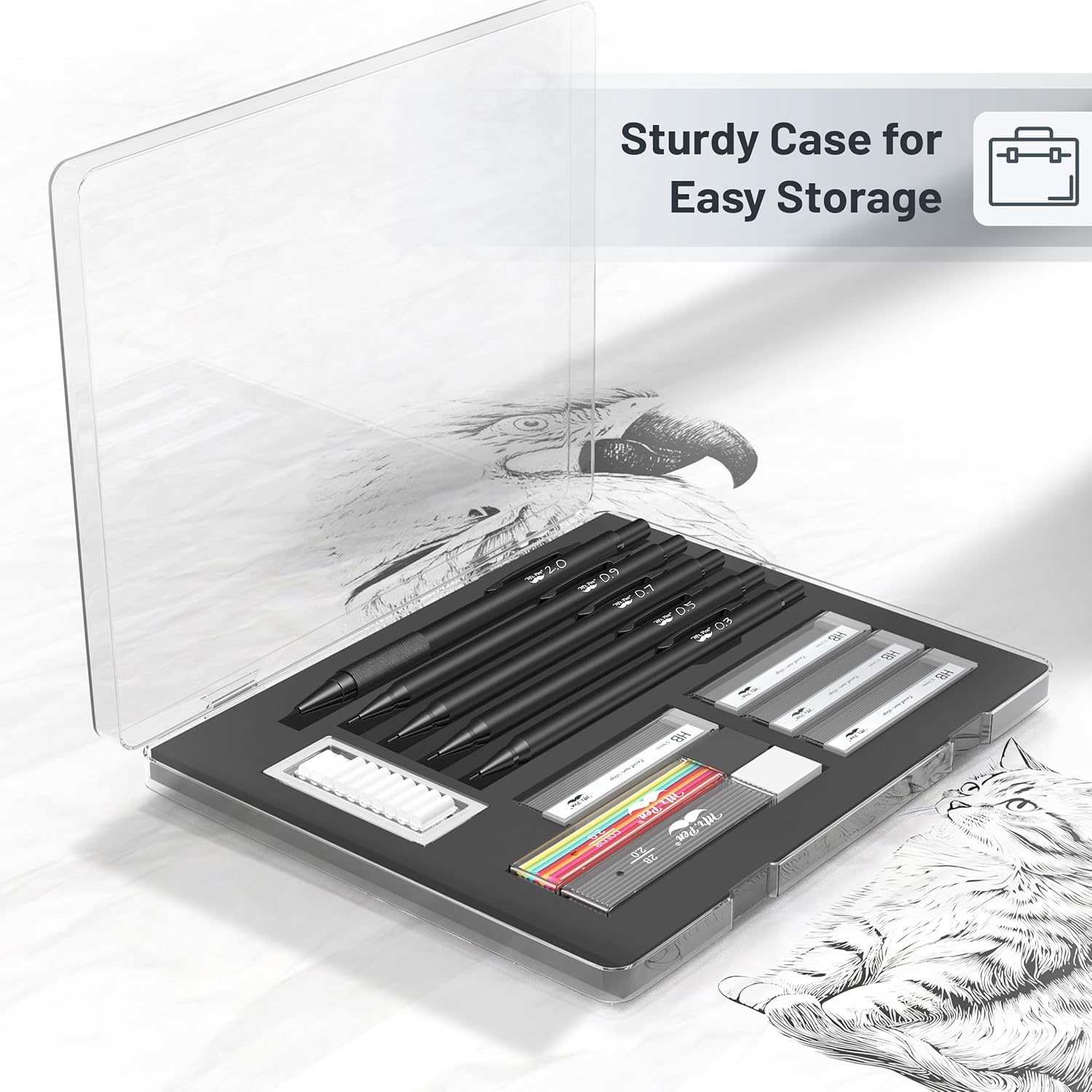 image:imageMr Pen Metal Mechanical Pencil Set with Lead Refills amp Erasers 5 Pack  5 Sizes 03 05 07 09 amp 2mm 6x Tubes HB 2B amp Colored Lead Refills for School Supplies Note Taking Fathers Day Gift5 Count Pack of 1