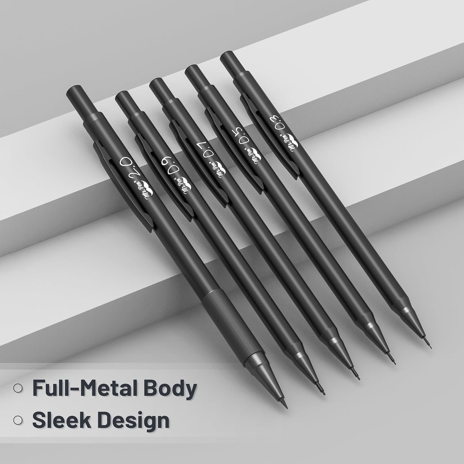 image:imageMr Pen Metal Mechanical Pencil Set with Lead Refills amp Erasers 5 Pack  5 Sizes 03 05 07 09 amp 2mm 6x Tubes HB 2B amp Colored Lead Refills for School Supplies Note Taking Fathers Day Gift5 Count Pack of 1