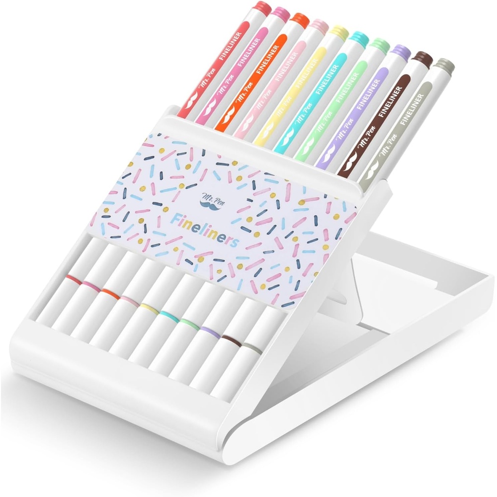 image:imageMr Pen Colored Fineliner Pens with Stand 10 Pack Fine Point  Smooth Bible Journaling Pens for Detailed Drawing NoteTaking Coloring Sketching Planning amp Art Projects School Supplies