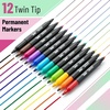 image:imageMr Pen Dual Tip Permanent Markers 12 Pack Fine amp Ultra Fine Tip  Fine Tip Permanent MarkersVibrant