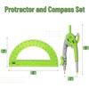 image:imageMr Pen Geometry Compass and Protractor Set 6 Inch Compass  6 Inch Protractor Drawing Tool for School Clear Plastic Easy Grip Precision Design for Math Art Drafting ArchitectureLight Green