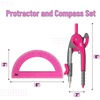 image:imageMr Pen Geometry Compass and Protractor Set 6 Inch Compass  6 Inch Protractor Drawing Tool for School Clear Plastic Easy Grip Precision Design for Math Art Drafting ArchitectureVivid Cerise