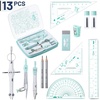 image:imageMr Pen Geometry Set 13 pcs 3 Metal Compasses Protractor 6 Ruler  45 amp 3060 Set Squares Pencils Lead Refills Sharpener amp Eraser for Math Drafting amp Classroom UseGreen