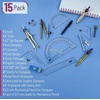 image:imageMr Pen Geometry Set 15 Piece Set with 6 Inch Swing Arm Protractor  IncludesMetal Divider Set Squares Ruler Compasses for Math for Drafting amp School SuppliesGold