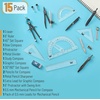 image:imageMr Pen Geometry Set 15 Piece Set with 6 Inch Swing Arm Protractor  IncludesMetal Divider Set Squares Ruler Compasses for Math for Drafting amp School SuppliesBlack