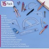 image:imageMr Pen Geometry Set 15 Piece Set with 6 Inch Swing Arm Protractor  IncludesMetal Divider Set Squares Ruler Compasses for Math for Drafting amp School SuppliesRose Gold  Pink