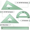 image:imageMr Pen Metal Geometry Kit 4 Pack 45 amp 3060 Set Squares  6 Protractor amp 12 Ruler Durable Metal Drafting Tools for Technical Drawing Math Engineering amp ArchitectureLight Green