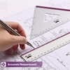 image:imageMr Pen Metal Geometry Kit 4 Pack 45 amp 3060 Set Squares  6 Protractor amp 12 Ruler Durable Metal Drafting Tools for Technical Drawing Math Engineering amp ArchitecturePurple Stripes
