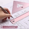 image:imageMr Pen Metal Geometry Kit 4 Pack 45 amp 3060 Set Squares  6 Protractor amp 12 Ruler Durable Metal Drafting Tools for Technical Drawing Math Engineering amp ArchitectureLight Pink