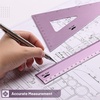 image:imageMr Pen Metal Geometry Kit 4 Pack 45 amp 3060 Set Squares  6 Protractor amp 12 Ruler Durable Metal Drafting Tools for Technical Drawing Math Engineering amp ArchitectureBlue Magenta Color