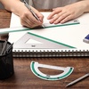 image:imageMr Pen Metal Geometry Kit 4 Pack 45 amp 3060 Set Squares  6 Protractor amp 12 Ruler Durable Metal Drafting Tools for Technical Drawing Math Engineering amp ArchitectureGreen Stripes