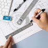 image:imageMr Pen Metal Straight Edge Ruler 4 pcs 6 8 12 14 Black  Stainless Steel Ruler Set Imperial amp Metric Measurements for Drawing Home Office EngineeringSilver